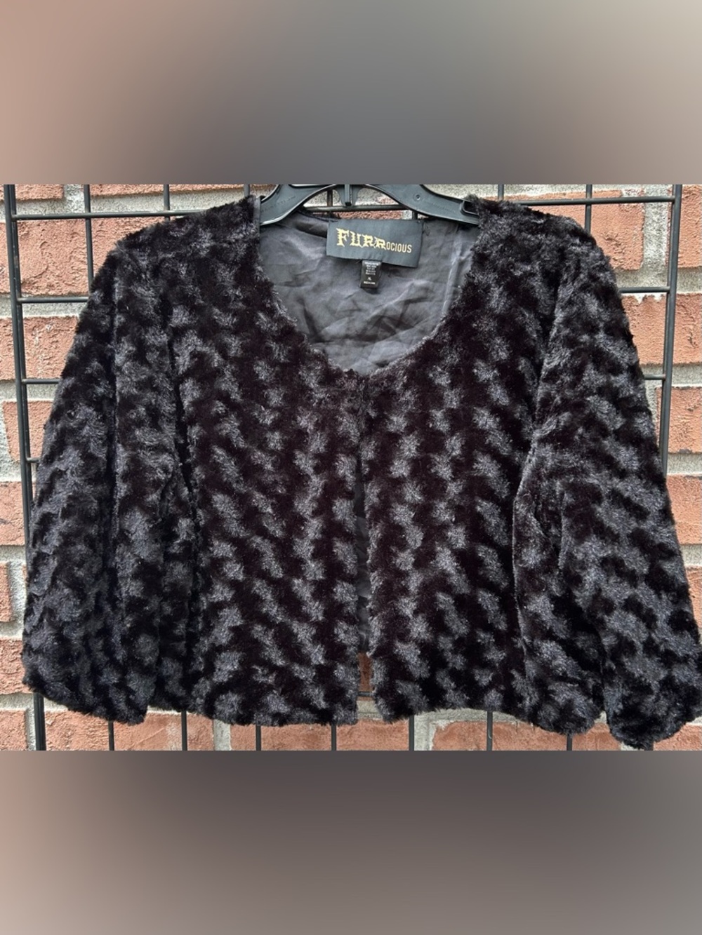Furrocious Black Faux Fur Open Jacket Premium "festival-ready”